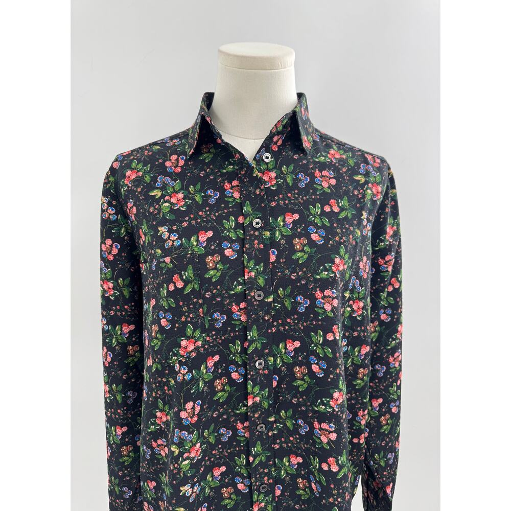 Hill House Malone Top Black Floral Blouse Long Sleeve Button Up Shirt XS NWT